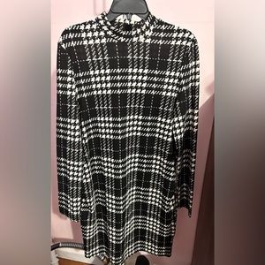 Black and white print dress.